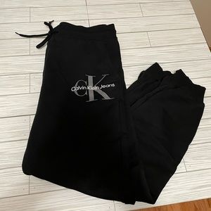 Men’s Calvin Klein Logo Fleece Joggers | Size Large Black Sweatpants